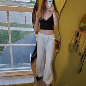 Bohemian White Flowy Pant